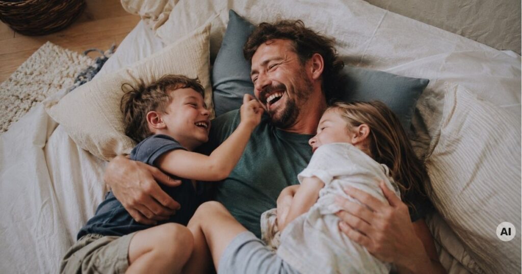Familie hält einen fröhlichen Alltagsmoment fest, festgehalten mit Familiengetümmel, der Tinybeans Alternative aus Deutschland